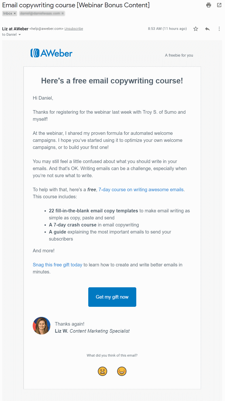 Example of a Webinar Follow-Up Email
