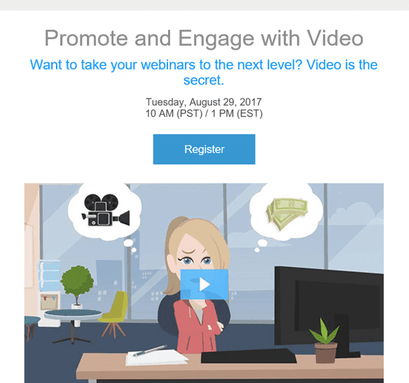 Example of a WEbinar Invite with a Video Teaser